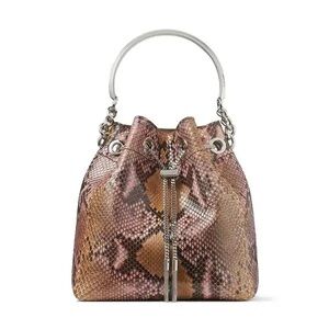 JIMMY CHOO Bon Bon Bucket Ballet Pink Degrade Painted Python Bucket Bag $2,595